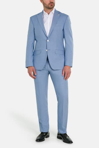 HECHTER Paris Wollmix-Anzug azurblau Modern Fit