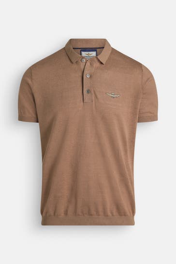 AERONAUTICA MILITARE Leinen-Polo braun