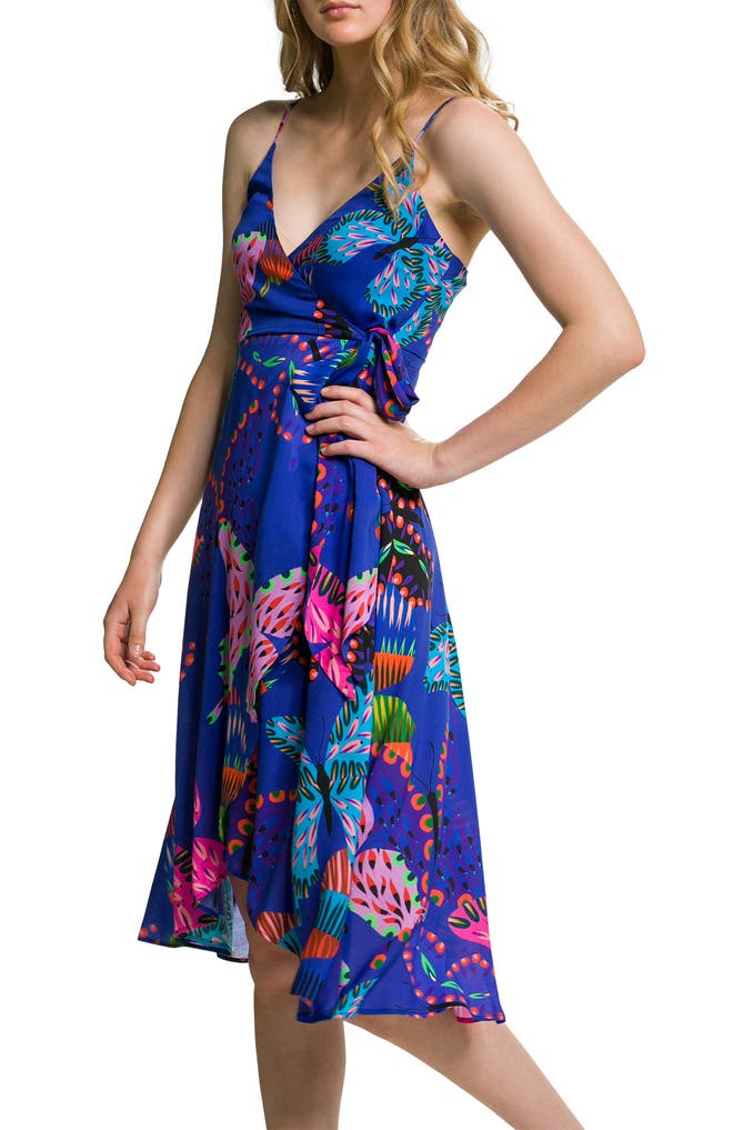 Vestito Copricostume Donna Desigual Alana - Stampa Farfalle, Viscosa Ecologica, Spalline, Orlo Asimmetrico