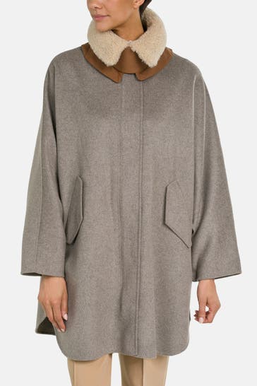 BLONDE NO. 8 Woll-Poncho 'Cindy' greige