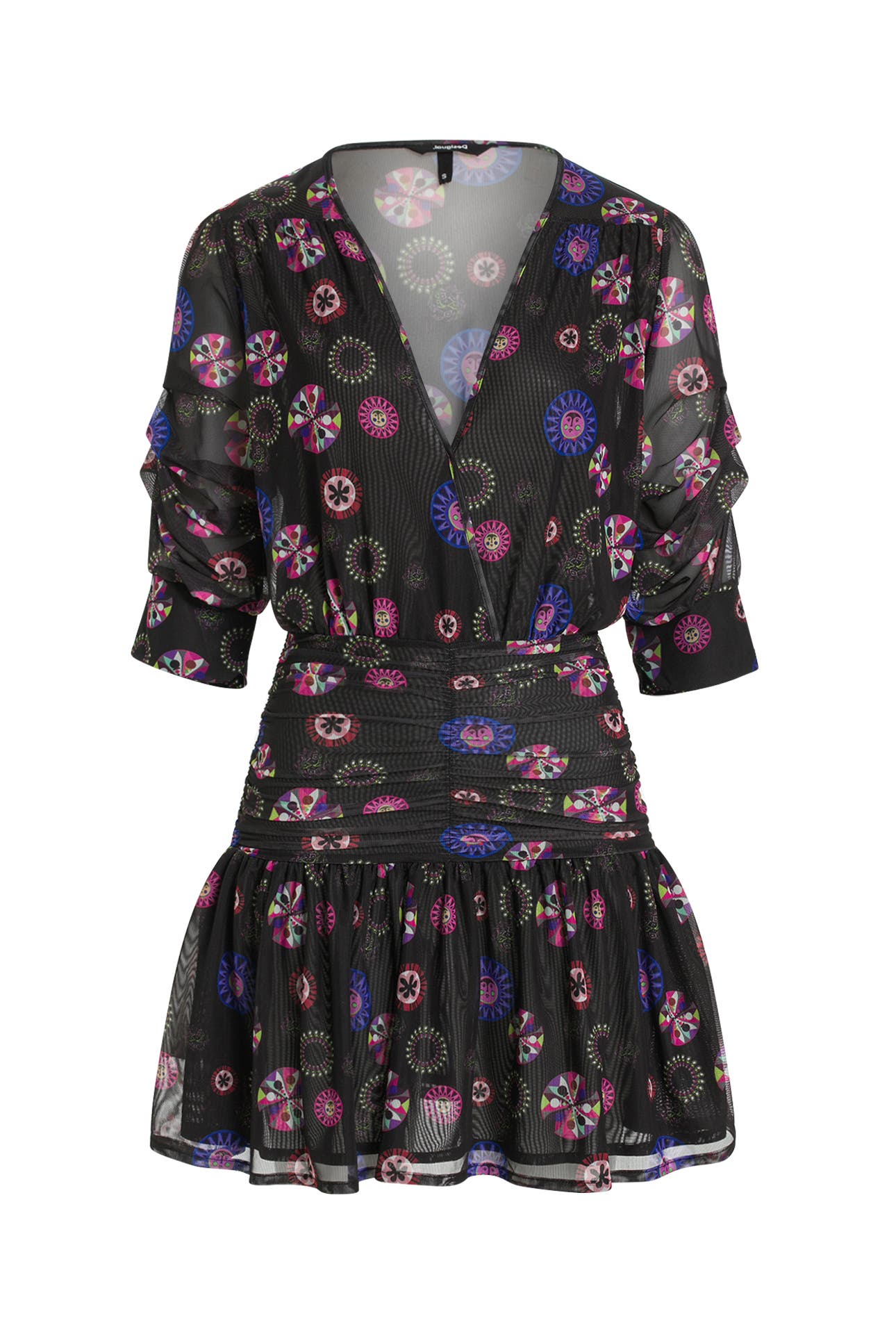 Desigual Schwarzes Kleid Aus Buntem Polyester Und Elastan Fur Damen main image 1