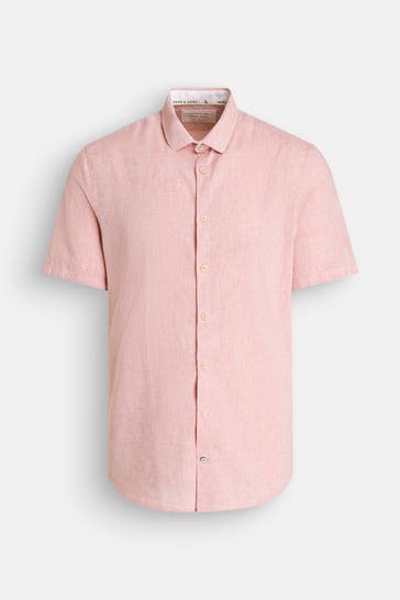 COLOURS & SONS Leinenmix-Kurzarmhemd dunkelorange