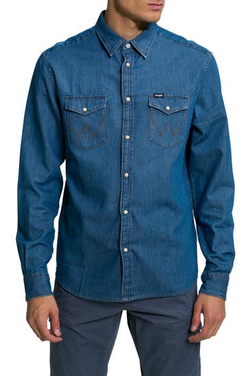 WRANGLER Jeanshemd blau