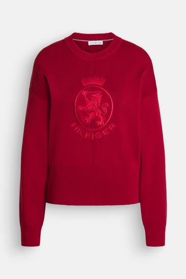 TOMMY HILFIGER Strickpullover weinrot
