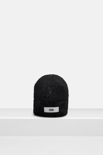 KARL LAGERFELD Kunstfell-Mütze schwarz