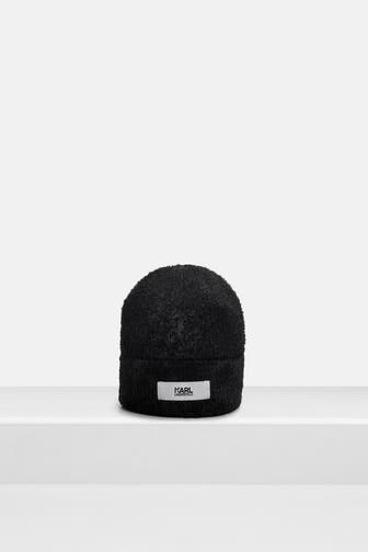 KARL LAGERFELD Kunstfell-Mütze schwarz