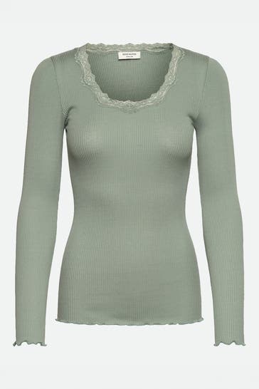 ROSEMUNDE Jade-coloured silk-blend long-sleeved top
