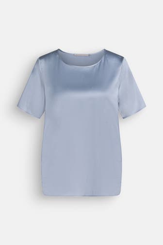 (THE MERCER) N.Y. Seidenmix-Bluse hellblau