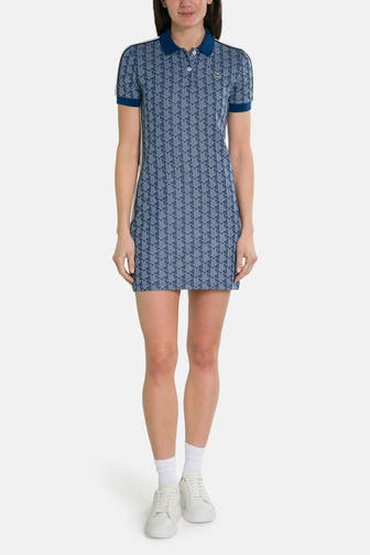 LACOSTE Polokleid dunkelblau gemustert