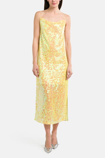 HUGO Paillettenkleid 'Koniya' gelb