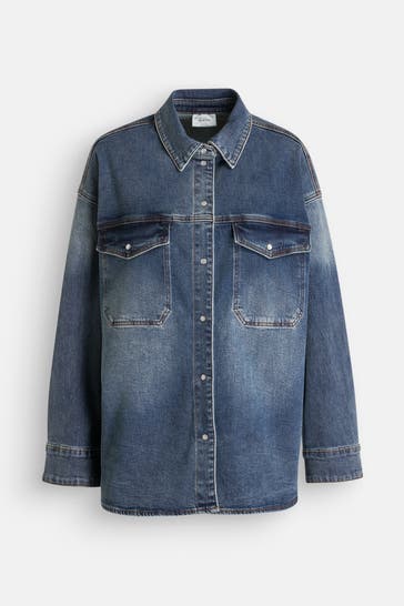 GESTUZ Denim-Overshirt dunkelblau