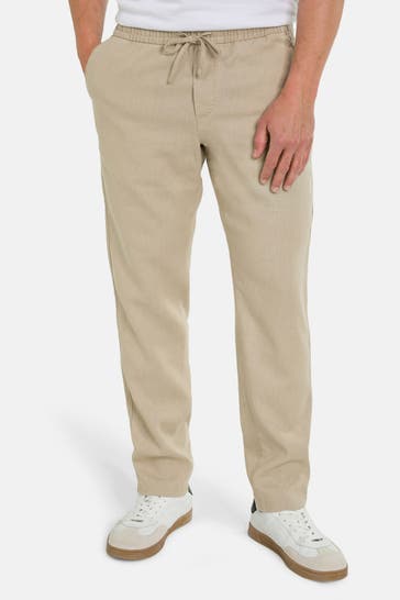 TOMMY HILFIGER Leinenmix-Hose beige