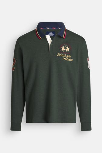 LA MARTINA Longsleeve-Polo tannengrün