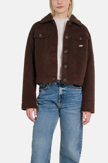 TOMMY HILFIGER Wollmix-Jacke dunkelbraun