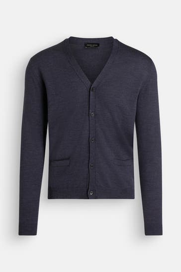 ROBERTO COLLINA Strickjacke dunkelblau