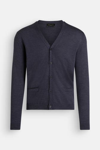 ROBERTO COLLINA Strickjacke dunkelblau
