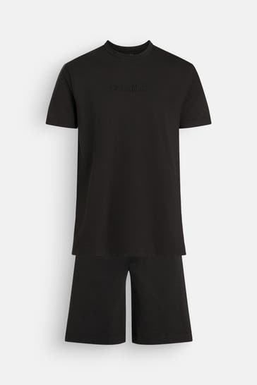 CK UNDERWEAR Set: T-Shirt und Sweatshorts schwarz