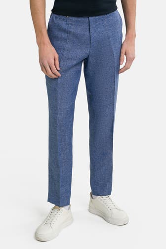 BOSS Leinenmix-Stoffhose azurblau