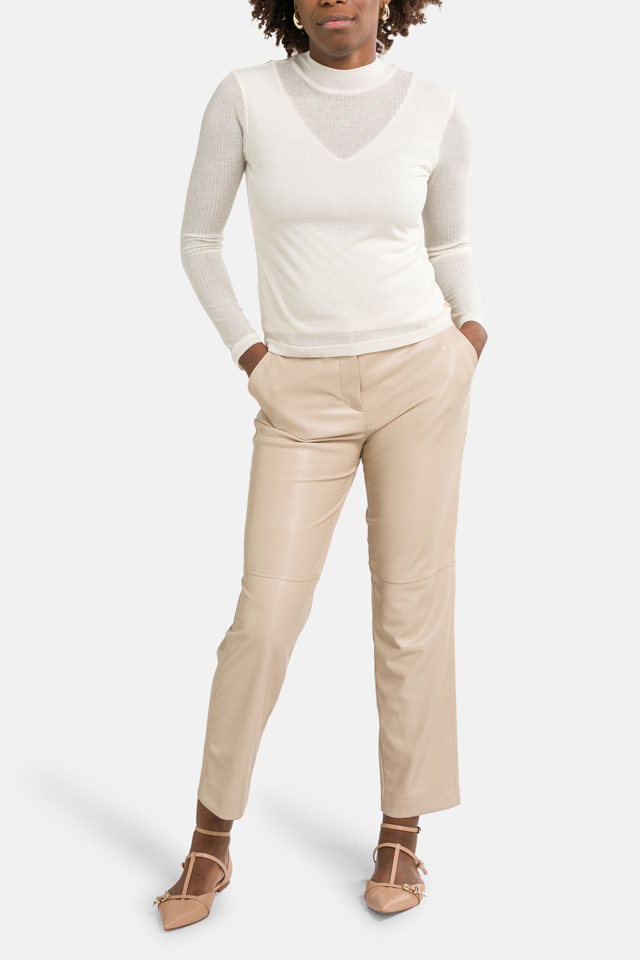 COMMA, Kunstlederhose beige, Bild 1