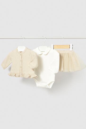 MAYORAL Set: Strickjacke, Body und Rock mehrfarbig