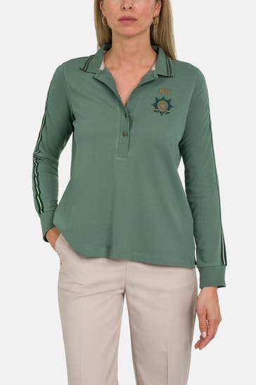 LA MARTINA Langarm-Polo smaragdgrün