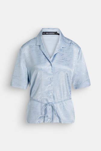 KARL LAGERFELD Blusenshirt 'Jacquard' hellblau