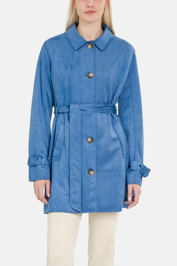 FRIEDA & FREDDIES NY Lederimitats-Trenchcoat blau