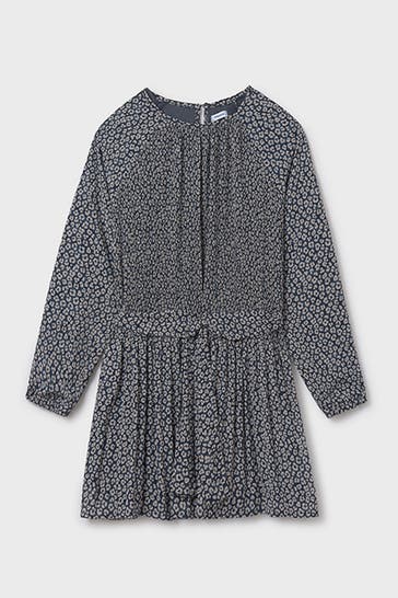 MAYORAL Plissee-Kleid dunkelblau gemustert