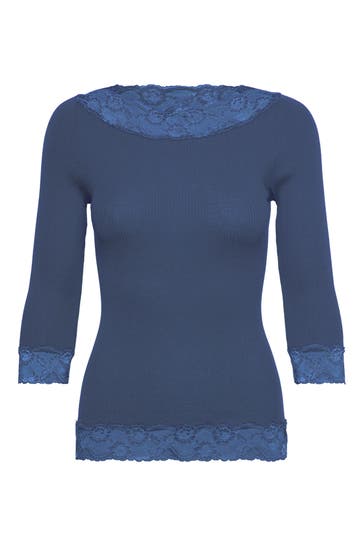 ROSEMUNDE Seidenmix-Longsleeve 'Beatha' dunkelblau