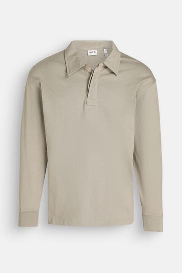 !SOLID Langarm-Polo graugrün