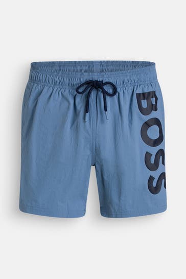 BOSS Badeshorts 'Octopus' taubenblau