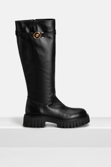 VERSACE Lederstiefel schwarz