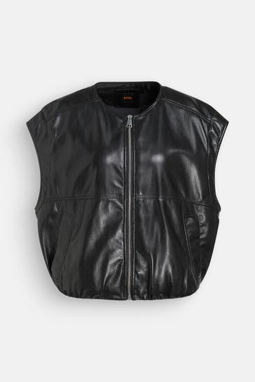 BOSS Kunstleder-Weste 'Jesina' schwarz