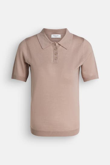 ROSEMUNDE Feinstrick-Polo taupe