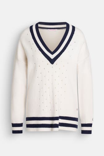 FRIEDA & FREDDIES NY Strickpullover weiß-blau
