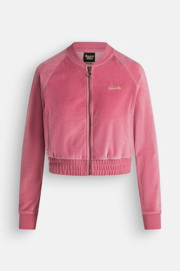 SUPERDRY - Samtjacke dunkelrosa