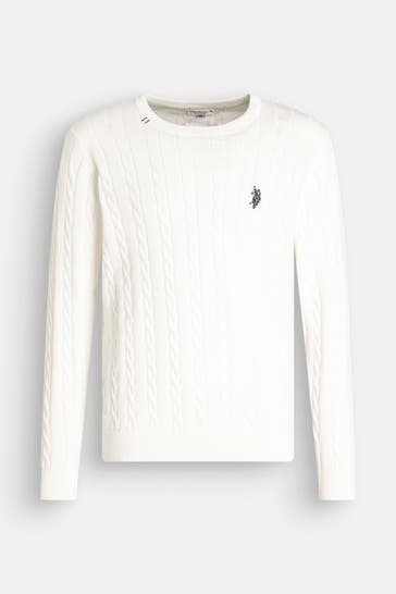 U.S. POLO ASSN. Strickpullover 'Milk' weiß