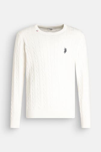 U.S. POLO ASSN. Strickpullover 'Milk' weiß