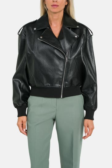 HUGO Kunstlederjacke schwarz