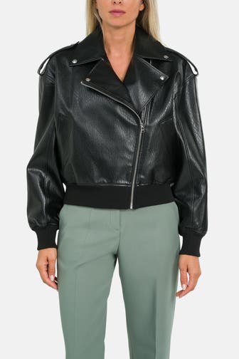 HUGO Kunstlederjacke schwarz