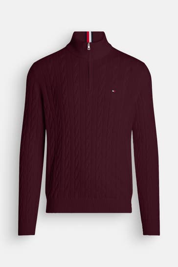 TOMMY HILFIGER Strick-Troyer weinrot