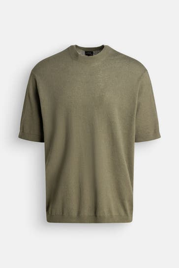 ARMANI EXCHANGE Leinenmix-Strickshirt oliv