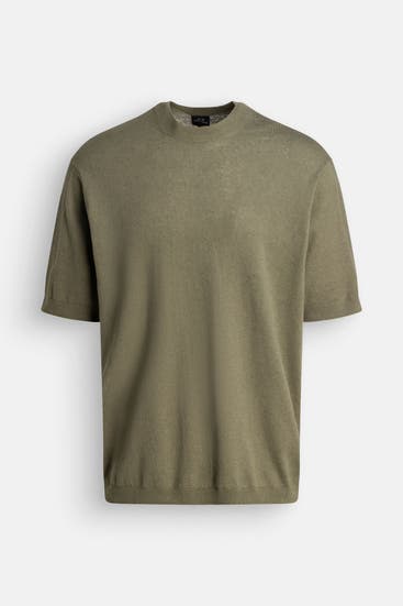 ARMANI EXCHANGE - Leinenmix-Strickshirt oliv