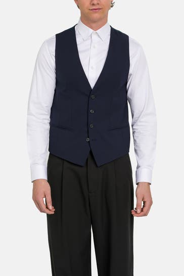 BOSS Wollmix-Weste dunkelblau