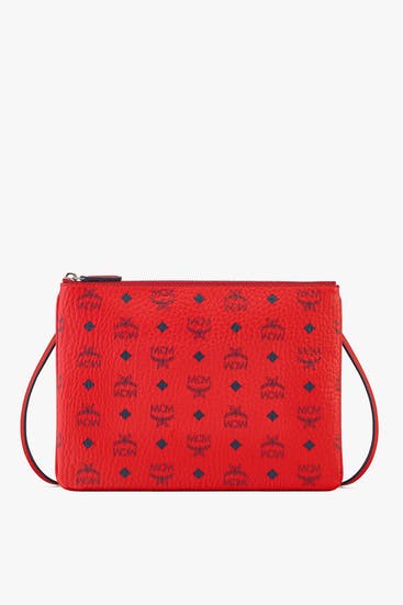 MCM - Schultertasche rot gemustert