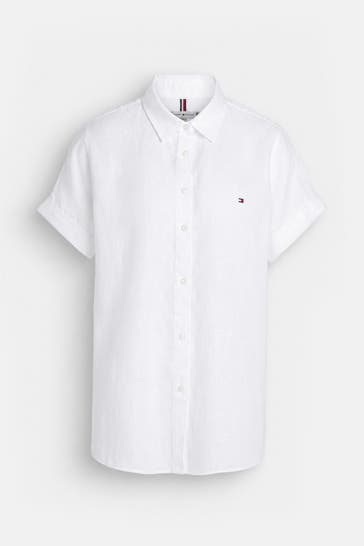 TOMMY HILFIGER Leinenbluse weiß