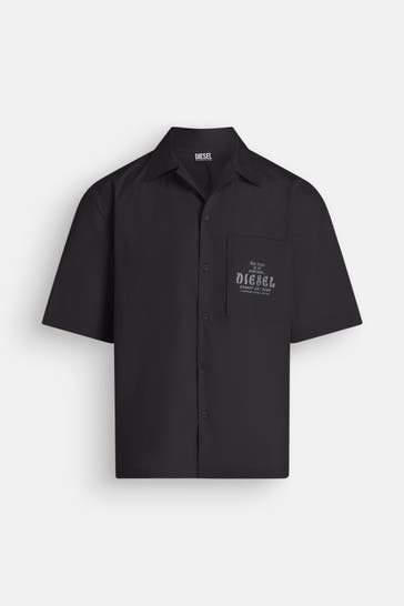 DIESEL Kurzarmhemd schwarz