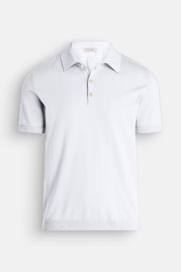 WOOL & CO Strick-Polo weiß