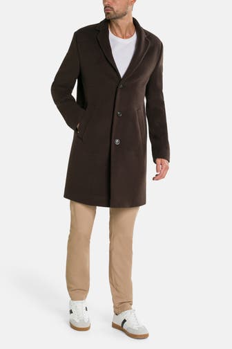 TOMMY HILFIGER Wollmix-Mantel dunkelbraun