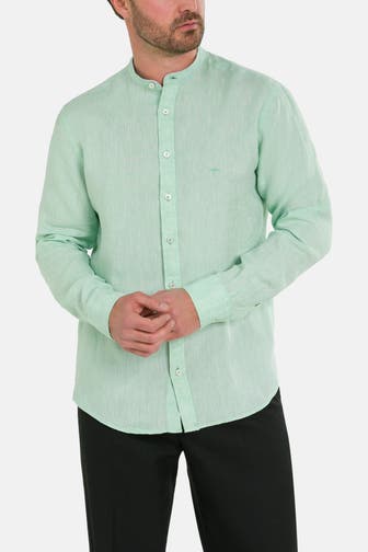 FYNCH-HATTON Leinenhemd pastellgrün Slim Fit